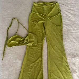 Green Ribbed Two-Piece Set